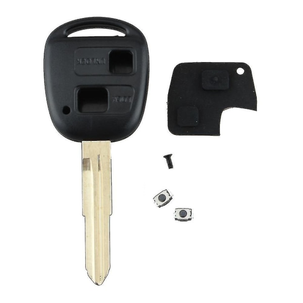 Högkvalitativ bilnyckelreparationssats för Toyota Yaris - 2-knapps fjärrnyckelskal med slitstark gummidyna, absmaterial - Enkelt byte av mikrobrytare