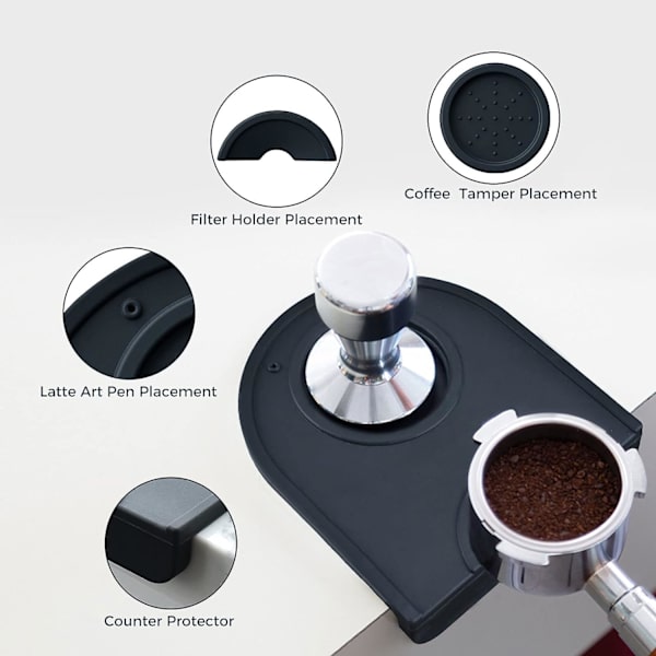 Kaffe Tamper Måtte Silikone Måtte, Espresso Tamper Måtte, Skridsikker Kaffe Måtte (Lille)