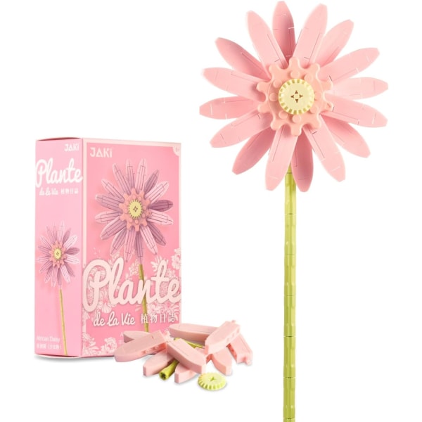 Flower Building Block Kit, Creative DIY Flowers Botanical Collection Byggstensleksak för vuxna Jul Alla hjärtans heminredningskontor Barberton daisy (Pink)