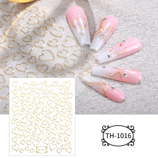 5 st Guldstämpling 3D Nageldekaler DIY Nageldekaler Söt Orm Kärlek Nageldekaler