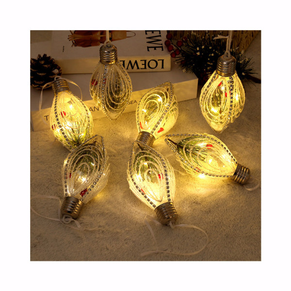 4-delad moderiktig design nattlampa tillverkare grossist julgran hängande dekorativa lampor PET självlysande juldekorationer