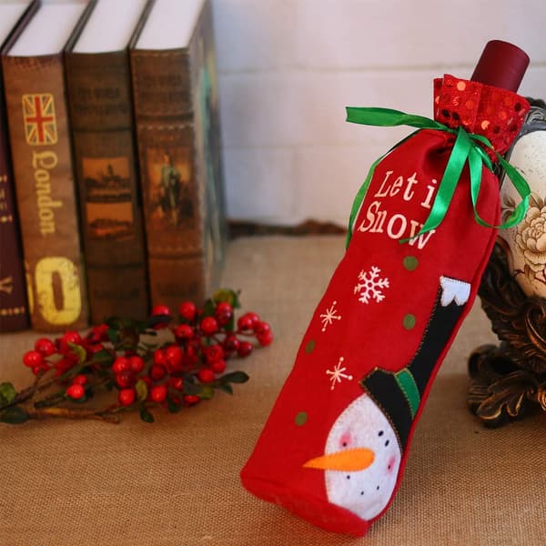 6 st Jul Vinflaskor Omslag - Tomte Snögubbe Tröja Vin