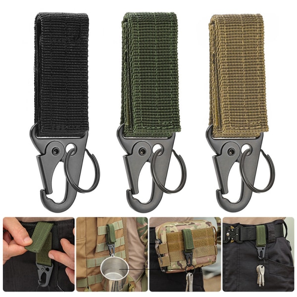 3 st Outdoor Tactical Carabiner Case Tillbehör Multifunktionellt bältesspänne Nylon Webbing Karbinhake Örn Munspänne