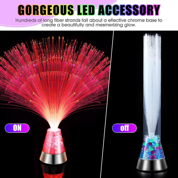 2-pack LED-fiberoptisk lampa Färgskiftande fiberoptisk mittpunkt med kristallbas batteridriven glitterfiberoptisk lampa 13,5 tum Lugnande Sen