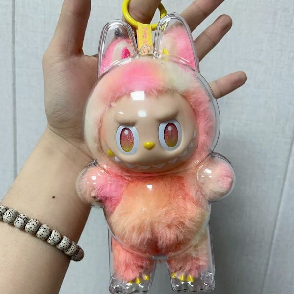 2 Pcs För Labubu Transparent skyddande lock Monster Toys Förvaringslåda Elf Plushie Display Lock för sittande stående docktillbehör Tredje generationen