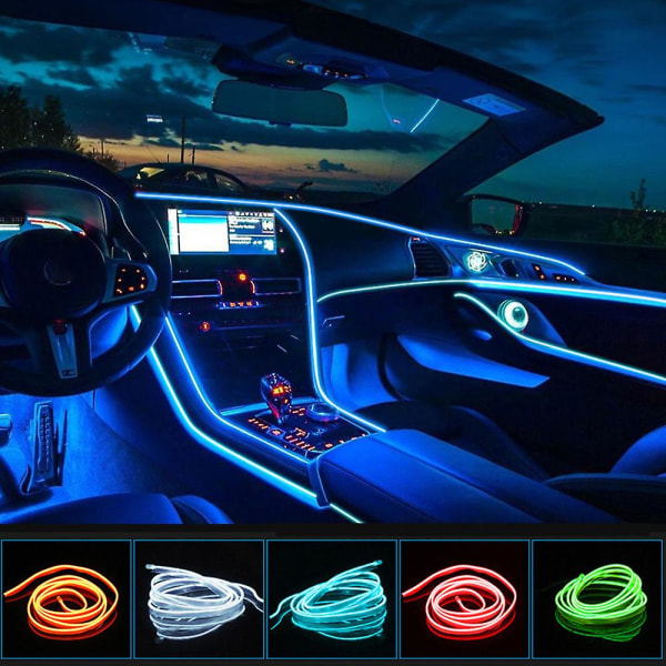 Bil Interiør LED Dekorativ Lampe EL Ledning Neon Stripe