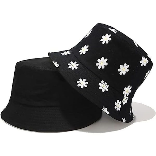 Vändbar Bucket Hat Fiskesolhatt för kvinnor, tjejer， Daisy