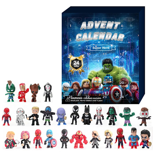 Ny Avengers 24 dagers jul Halloween nedtelling Overraskelse Adventskalender Boks Dekorasjon Leker for Barn Gaver