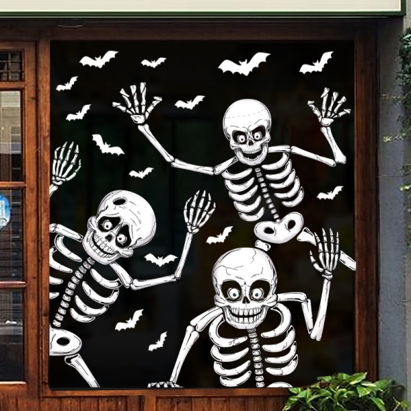 4 uppsättningar Halloween-fönsterklistermärken Skull Ghost Bat-dekorationer