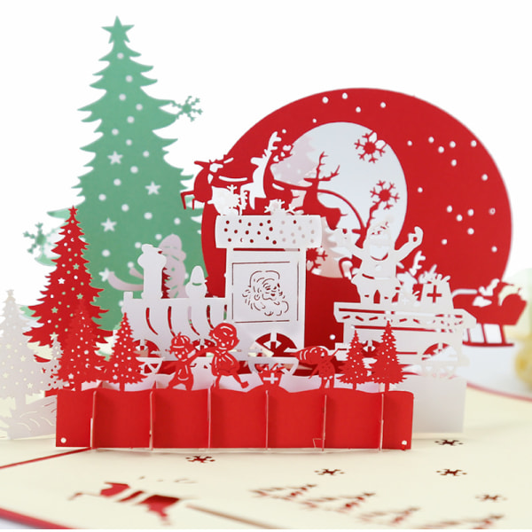 Julkort för barn Mamma Pappa, Julafton 3D Pop Up Merry Xmas-kort med kuvert Sigill klistermärken för Friends Family, 5,9x7,8"