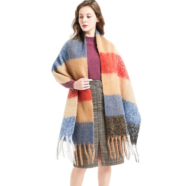 Frans Pläd Scarf Cirkel Sand Tjock Fläta Tjock Skägg Twist Braid Scarf Sjal