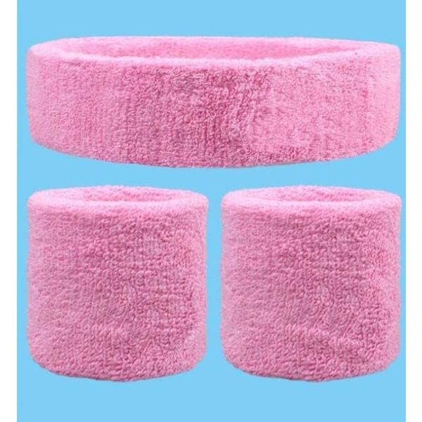 Set - Pannband och handledsremmar - Fuktavledande pannband för att hålla svetten i ögonen - Stretchig mjuk och bekväm bomullsfrotté (3