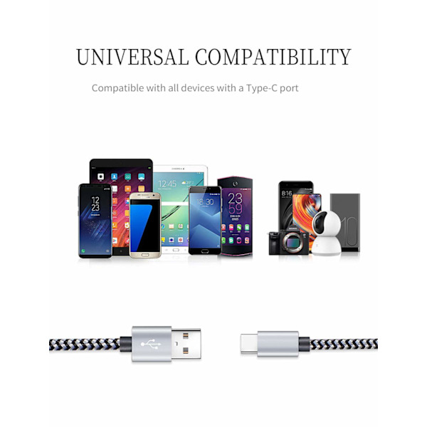 6 kpl 2 m punottuja Lightning-kaapeleita latausdatakaapeli Samsung XIAOMI HUAWEI