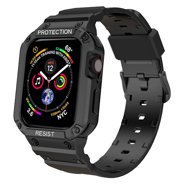 Passer til AppleWatch7 Udskiftelig Silikone Apple TPU Integreret Urrem (38mm, to-pak, blå + sort)