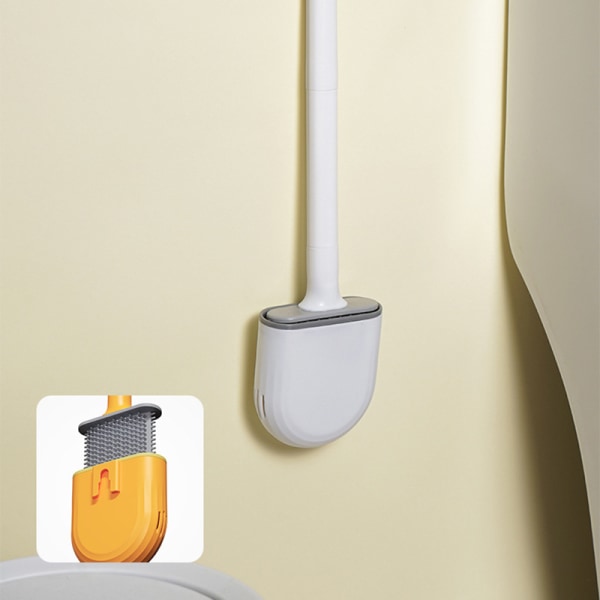 Silikon Flex Toalettborste, Toalettrengöringssystem, Väggtoalettstav No-Slip Långt handtag Mjukt silikonborst Rengör toaletthörna enkelt, Väggmontering