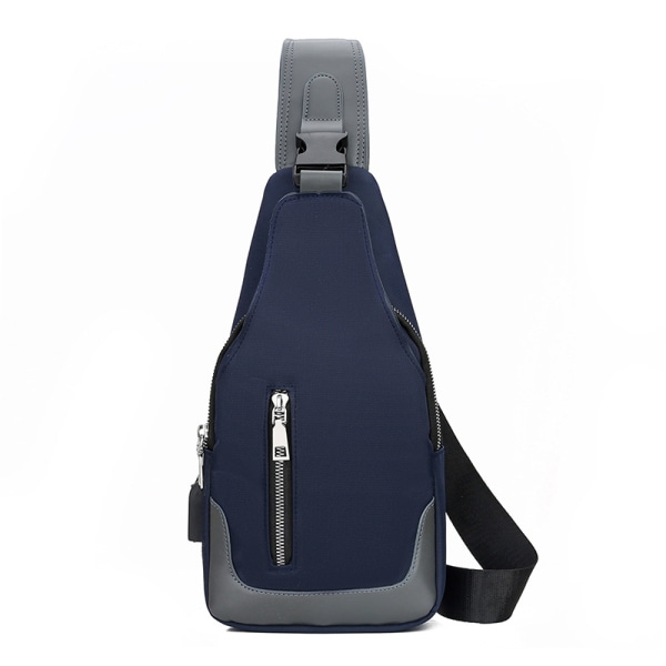 Bröstväska män, vattentät fritidsaxelväska, bröstväska med USB laddningsport, reseryggsäck för vandring, blå