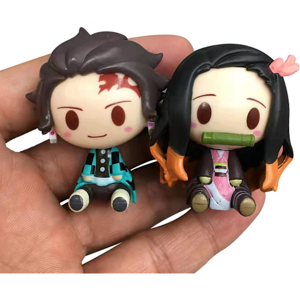 Style Demon Slayer Anime Kagedekorationsfigurer, PVC Modeldukker Q Version Zenitsu Nezuko Inosuke Actionfigur Statuer