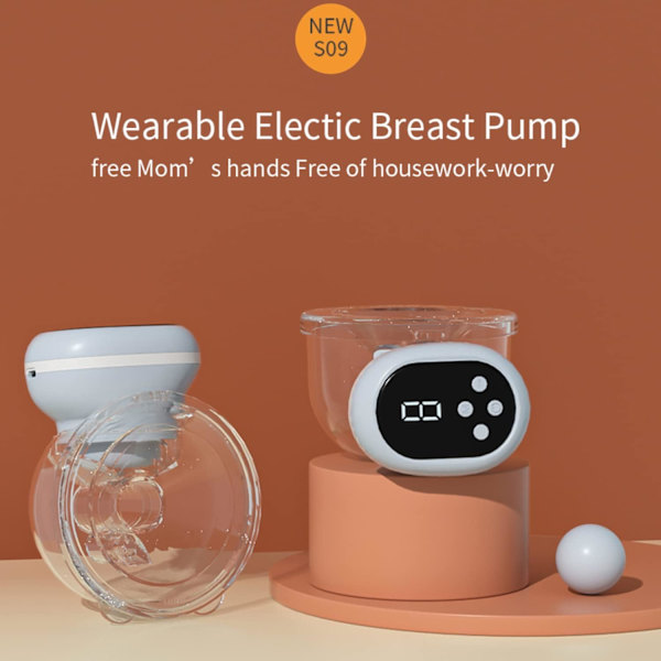 Elektrisk Brystpumpe 24mm Flange, Bærbar Brystpumpe Håndfri, Transportabel Brystpumpe med 2 Modes & 9 Niveauer Hukommelsesfunktion Genopladelig Mælkeudtrækker