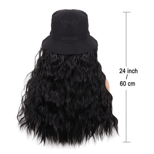 24"/60 cm Hat Peruk Dam Vacker Lång Vågig Curly Synthetic Dai