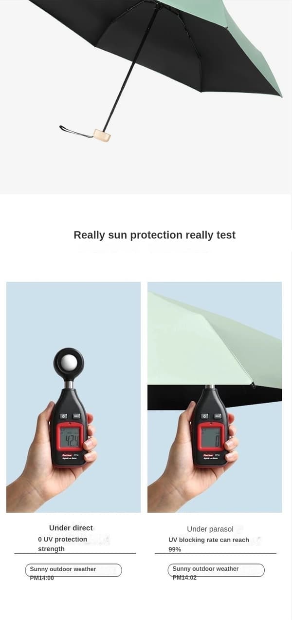 Mini-sateenvarjo UV-suojalla, UV-suoja ja taskut - sitruunankeltainen