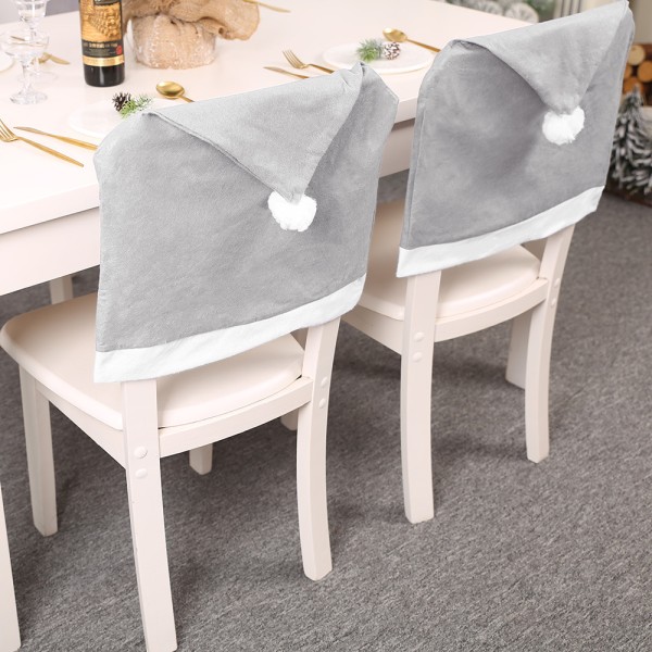 4 stk. nye juledekorasjoner grått stoltrekk ikke-vevd krakkdeksel julestoltrekk 58*49cm