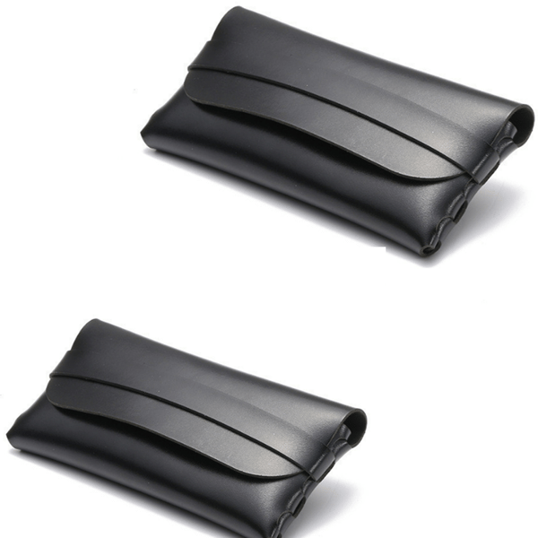 2 delar mjuk väska läderglasögon manuell case plånbokstyp case plånbokstyp