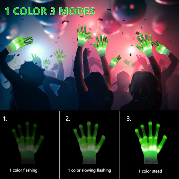 LED Hansker Skjelett Blinkende Lysende Leker for Gutter Jenter Barn Tenåring Fest/Lysshow/Glow Party/Halloween/Jul/Bursdagsgave
