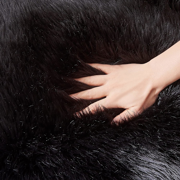 Ultramjuk fluffig fuskpäls fårskinnsmatta för sovrum Vardagsrum Black Fuzzy Tvättbar Heminredning Plysch Shag Mattor Small Area Mattor, 2x3 fot