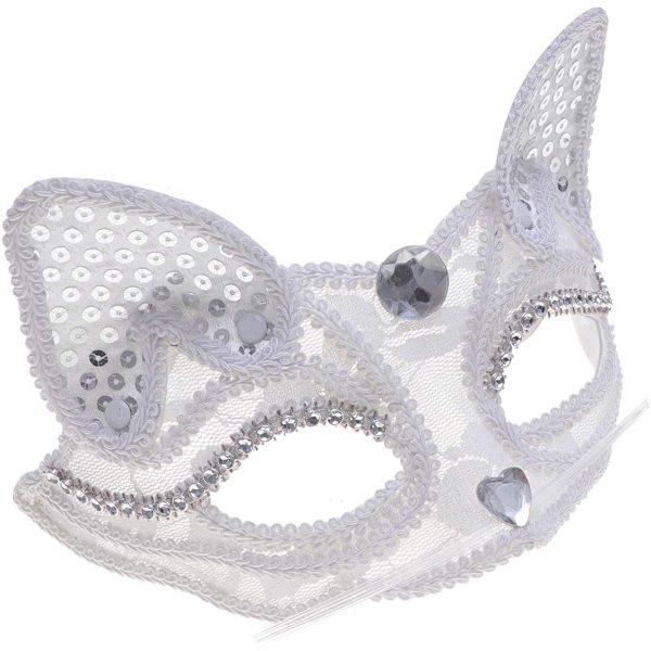 Puoliksi pitsiä pariskunnille Kettu Puolinaamio Vintage Puolinaamio Naamiaisjuhlakoristeet Halloweeniin Mardi Gras Naamiaisjuhliin 1 kpl (Valkoinen)