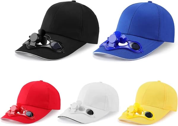 Sommer Solcelledrevet Køleventilator Baseball Cap Solskærm Hat, Solcelleventilator Cap, Blå