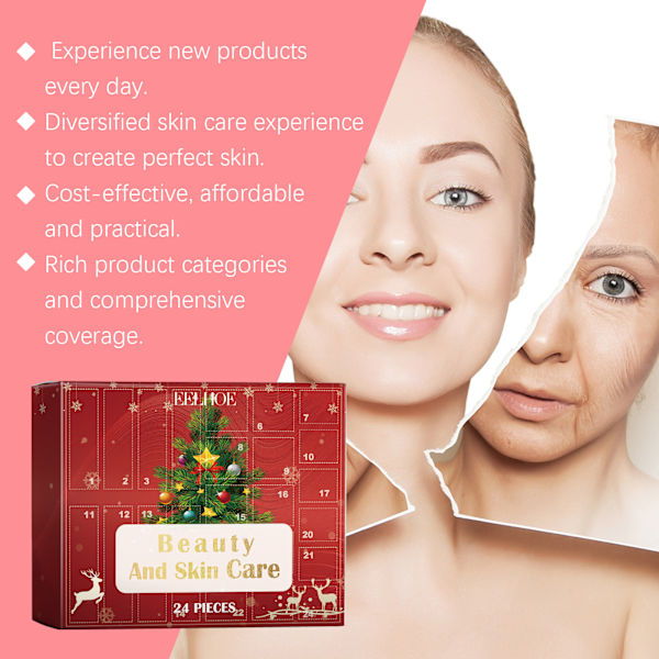 Flickor Adventskalendrar Kalender 24 stycken Hudvård Presentförpackning Jul Nedräkning Kalender Hudvård Set