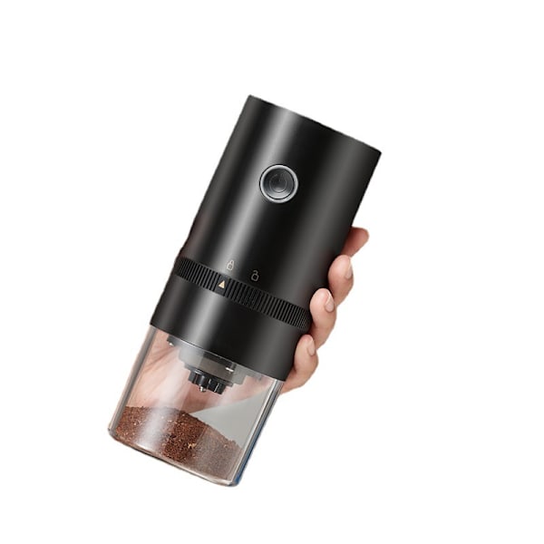 Bærbar Elektrisk Kaffekvern med Batteri og Flere Malingsgrader for Presskanne (Svart)