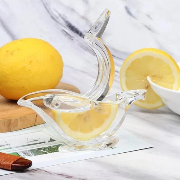 Bird Lemon Wedge Squeezer，Klar färg Fågelformad Akryl Hand Citron Saftcentrifug