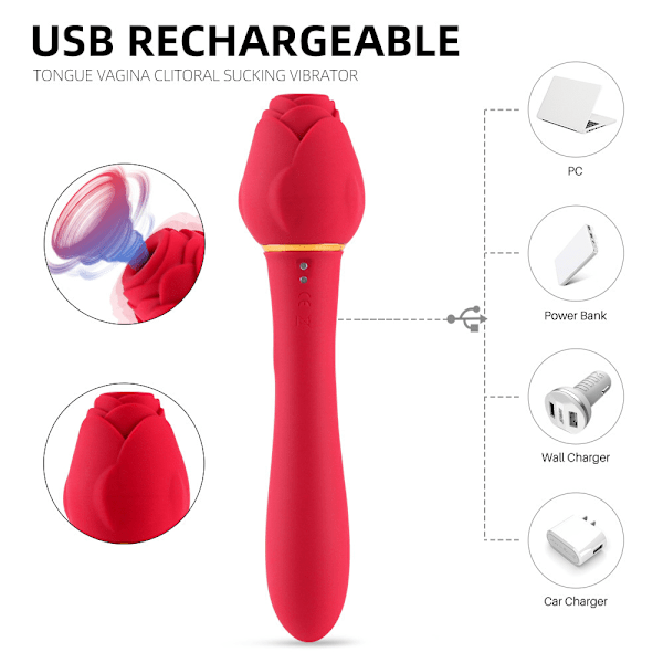 Inverter Mute Kvinnligt Handtag Rose Vibration Flytande Silikon Massage Stick