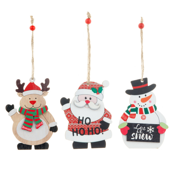 3 st dekorationer de Noël pendentifs en bois peint pendentifs d’arbres de Noël decorations de Noël petits pendentifs en bois