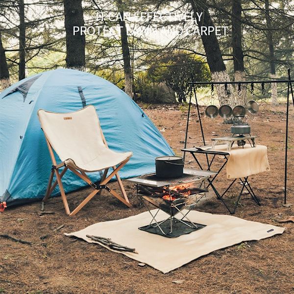 Camping BBQ Palopeitto Silikoni Alumiinifolio Lasikuitu Korkean Lämpötilan Paloa Hidastava Kangas BBQ Matto (60cm*80cm)