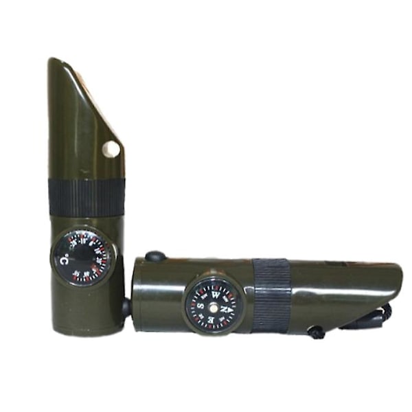 Sju-i-ett Whistle Multifunktion Överlevnadskompass Överlevnad Utomhus Whistle Compass Termometer