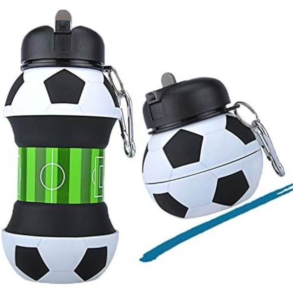 19 oz Fotboll Fotboll Hopfällbar hopfällbar silikon Barn vattenflaska för camping Vandringsskola Sport vattenflaskor BPA GRATIS