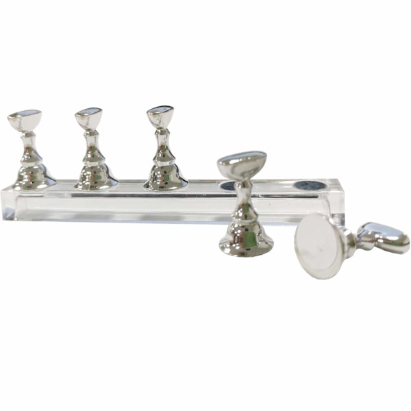 2-pack akryl fingernagel DIY Nail Art Display Stand Training Finger Practice Display Stand (2 x S, Silver)