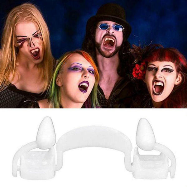 2 st Halloween vampyr huggtänder infällbara hängslen tiger tänder zombie proteser