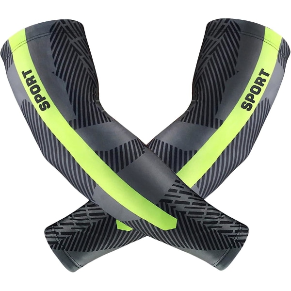 Sports Kompressions Arm Sleeves UV Solbeskyttelse Kølende Arm Sleeves Til Basketball Løb Fodbold Cykling Til Mænd Kvinder green XXL