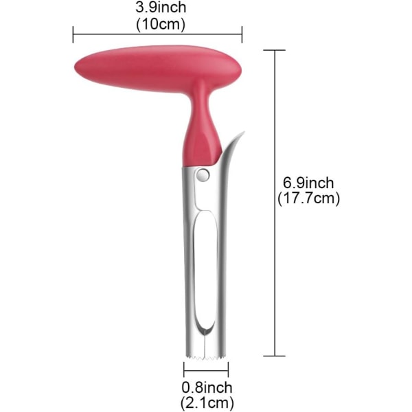 Apple Corer, med ABS-handtag, Livsmedelskvalitetsblad med skarpa tänder i rostfritt stål, röd