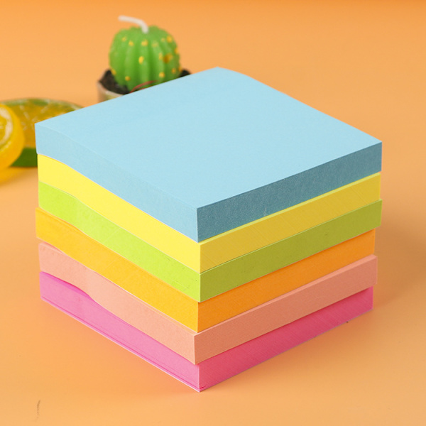 Notes Sticky Notes i 6 klare farver, 76 X 76 mm 100 ark/blok (Blå)