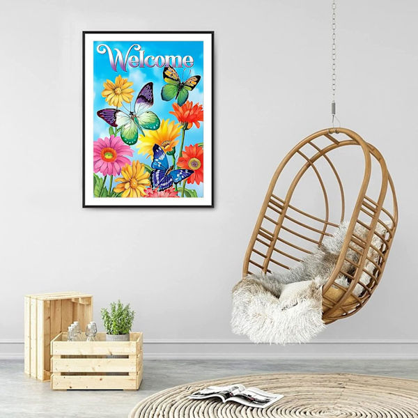 Set diamond painting full rund diamant kristall diamant blommor fjäril strass set nybörjare DIY 5D diamond painting för hemmet W