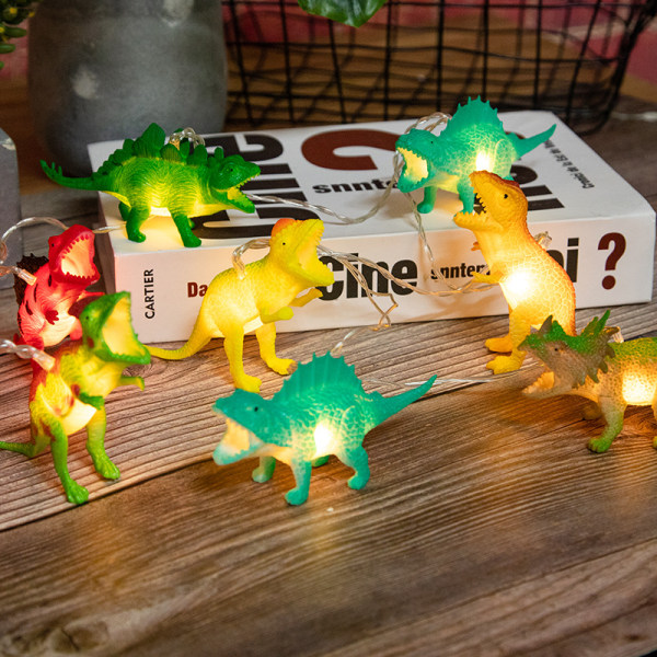 Jul led dinosaurie lampsnöre för barn tecknad dekorativ lampsnöre (2 m/10 led lampor)