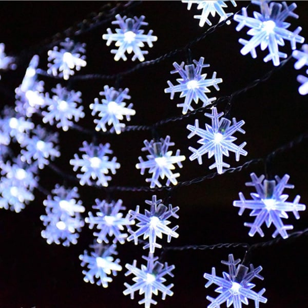 Solar Snowflake Lights String LED juldekorativ lampa Snowflake Star Light Liten färgglad lampa 12m 100 Lights