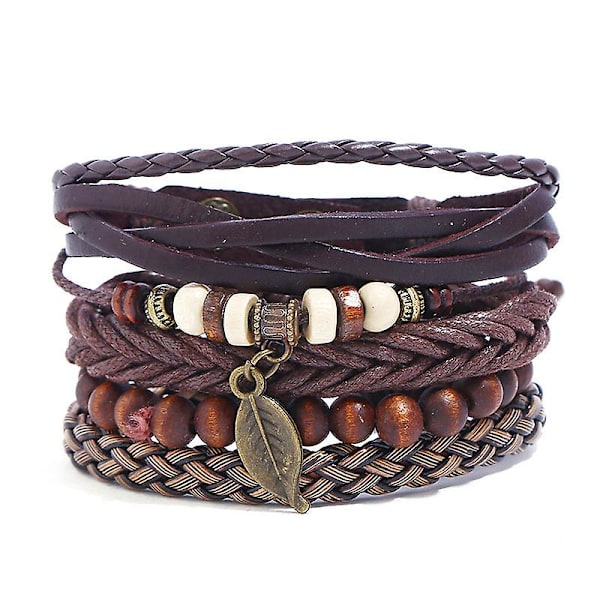 Retro enkelt flätat läderarmband punkarmband DIY läderarmband för män