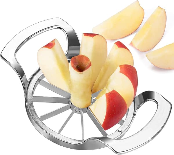 Eplekutter, 12-blads epleskreller, 10 cm fruktkutter med rustfritt stål, ideell for epler og pærer (sølv)