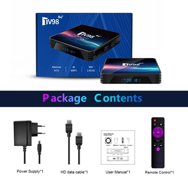 Ny uppgradering TV98 H313 Smart Set-Top TV-box Quad Core 4K Media Android 12.1 Gadget Core Smart Set-Top Box 5G WiFi Netflix 4K Media Player 1+8G