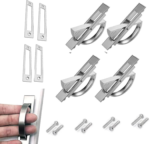 180 Roterbart infällt dörrhandtag dolt tatami handtag zinklegering dolda handtag, 4 st silver